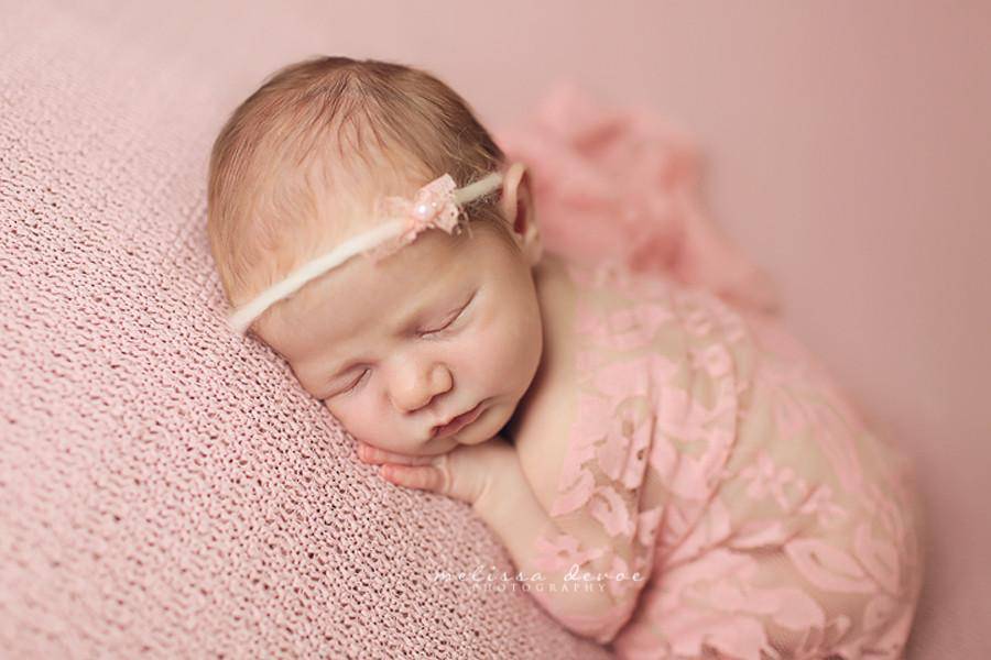 Stretch Lace Wrap in Sweet Pink Baby Swaddle - Beautiful Photo Props