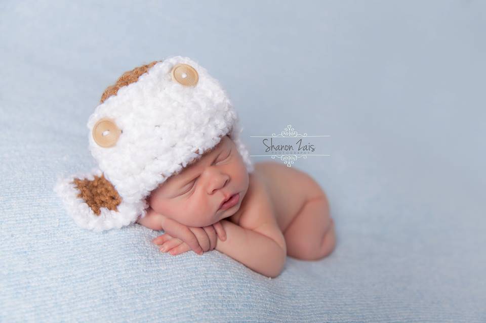 Newborn Aviator Bomber Hat in Camel Brown White - Beautiful Photo Props