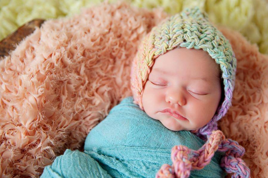 Newborn Bonnet Hat in Pink Purple Blue Green - Beautiful Photo Props