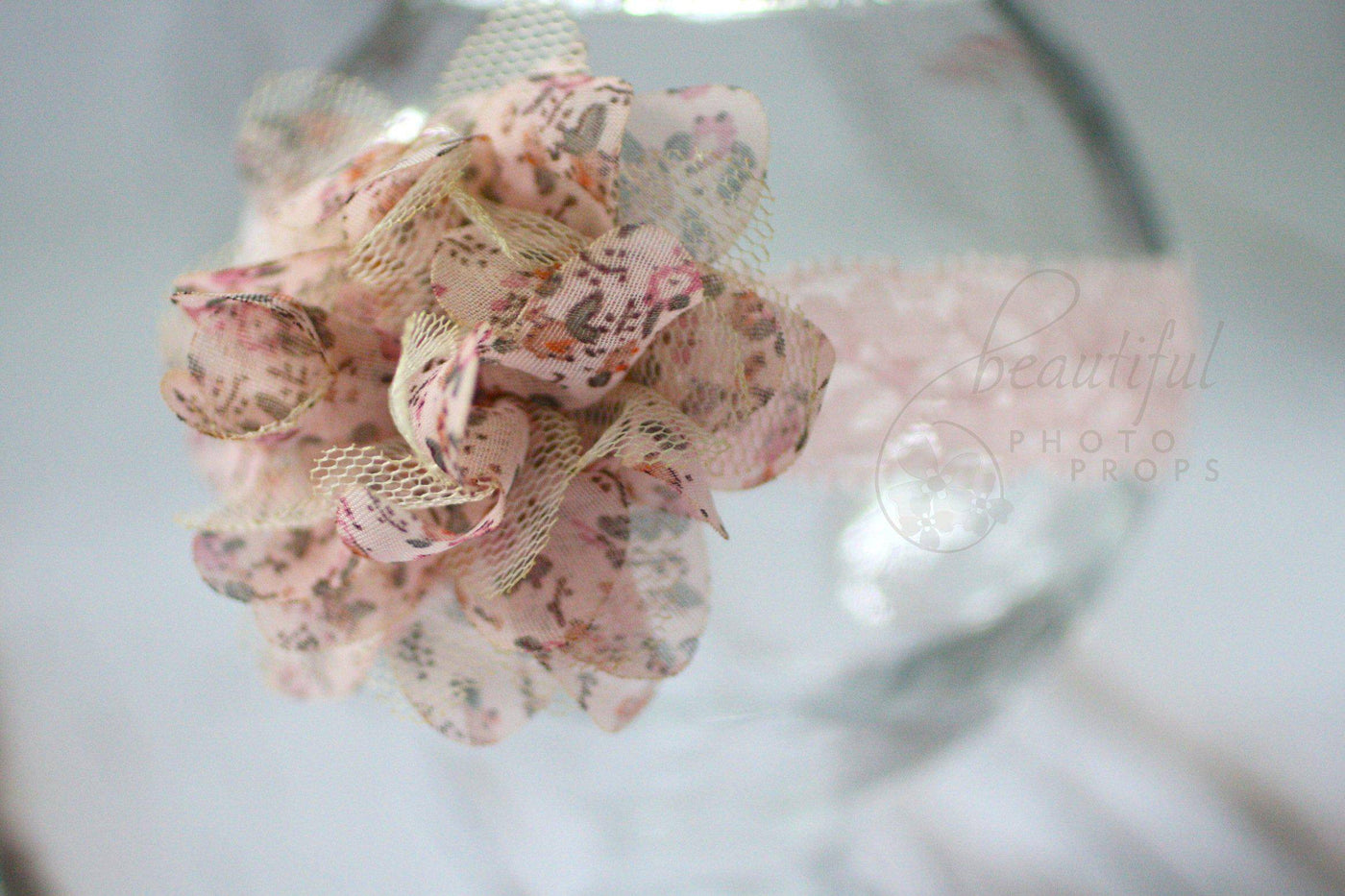 Pink Petals Flower Lace Headband - Beautiful Photo Props