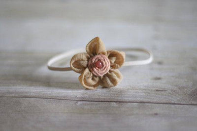 Beige Gauze Fabric Flower Headband - Beautiful Photo Props