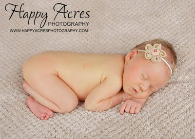 Beige Gauze Fabric Flower Headband - Beautiful Photo Props