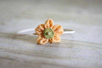 Peach Gauze Fabric Flower Headband - Beautiful Photo Props