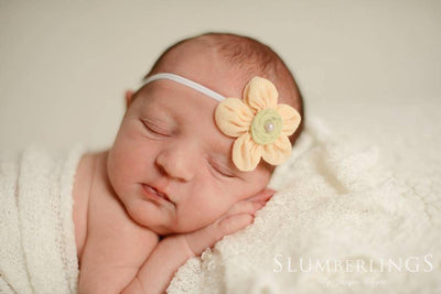 Peach Gauze Fabric Flower Headband - Beautiful Photo Props