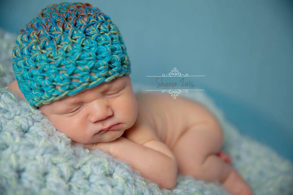 Newborn Hat in Brown Blue Green - Beautiful Photo Props