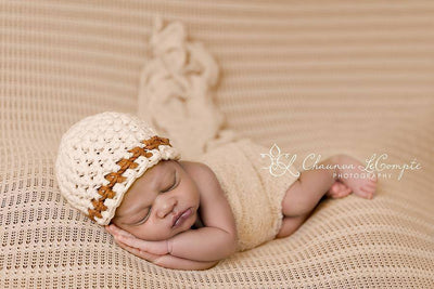 Cream Caramel Striped Cotton Hat - Beautiful Photo Props