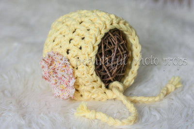 Blossom Newborn Bonnet Hat in Yellow - Beautiful Photo Props