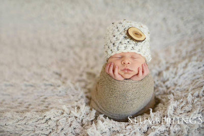 SET Beige Tweed Hat and Stretch Knit Wrap - Beautiful Photo Props