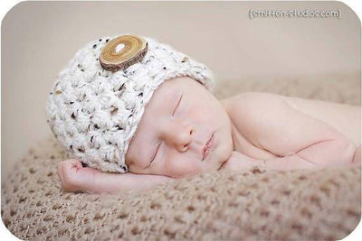 SET Beige Tweed Hat and Stretch Knit Wrap - Beautiful Photo Props