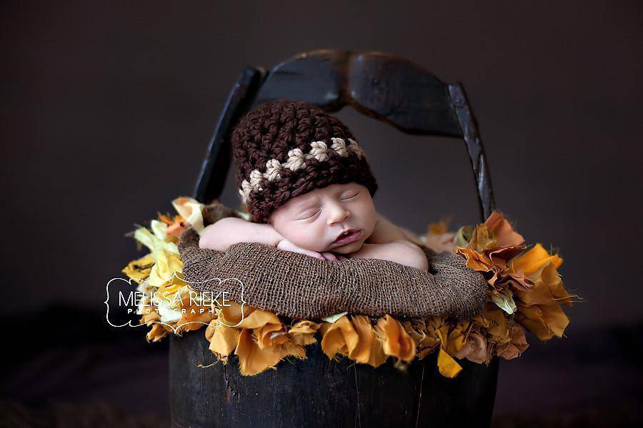 Brown Beige Striped Newborn Baby Hat - Beautiful Photo Props