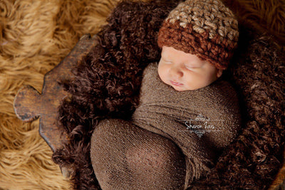 Beige Brown Newborn Striped Hat - Beautiful Photo Props