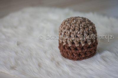 Beige Brown Newborn Striped Hat - Beautiful Photo Props