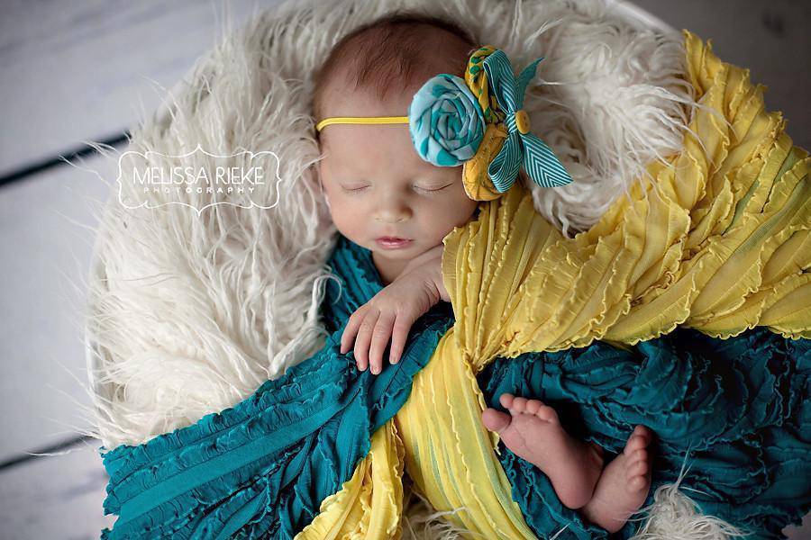 SET Teal Yellow Ruffle Wrap Layering Set - Beautiful Photo Props