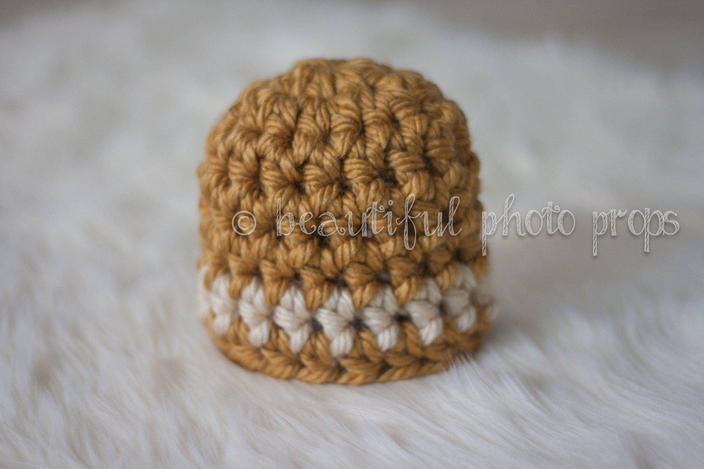 SET Butternut Tan Striped Hat and Stretch Knit Wrap - Beautiful Photo Props