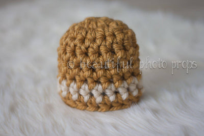 SET Butternut Tan Striped Hat and Stretch Knit Wrap - Beautiful Photo Props