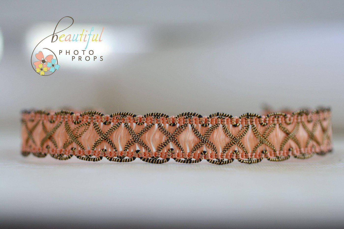 Peach Victorian Halo Headband - Beautiful Photo Props