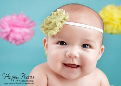 Olive Green Chiffon Flower Headband - Beautiful Photo Props