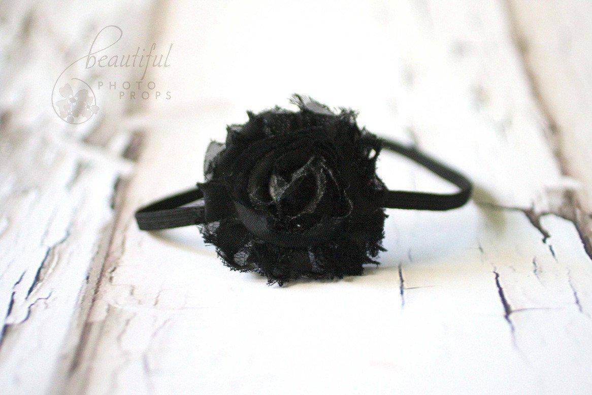 Black Chiffon Flower Headband - Beautiful Photo Props