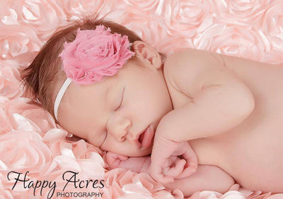 Rose Pink Chiffon Flower Headband - Beautiful Photo Props