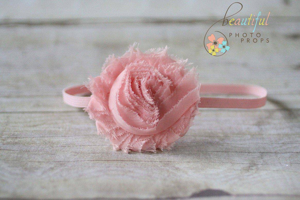 Baby Pink Chiffon Flower Headband - Beautiful Photo Props