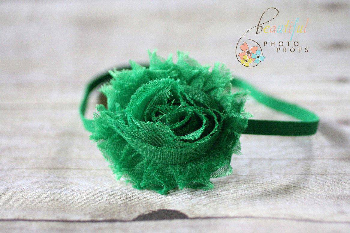 Grass Green Chiffon Flower Headband - Beautiful Photo Props
