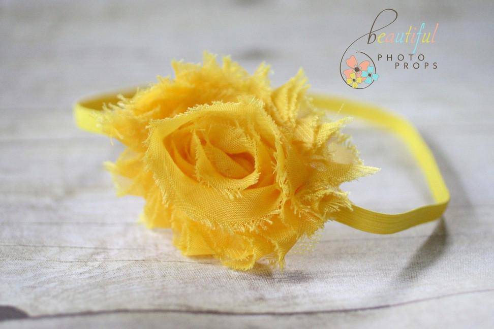 Yellow Chiffon Flower Headband - Beautiful Photo Props