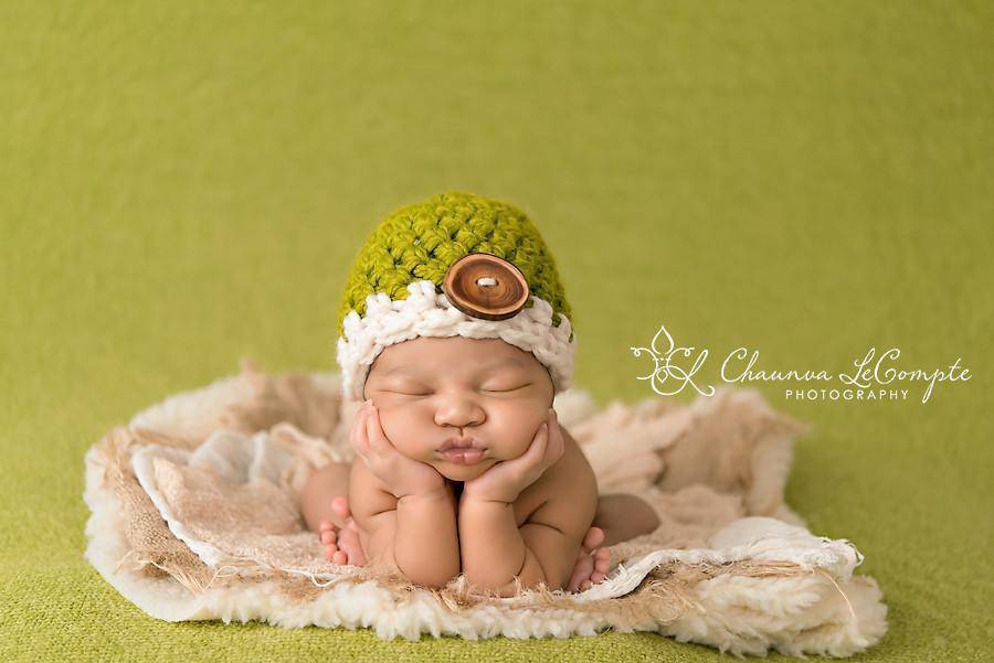 Green Cream Button Hat - Beautiful Photo Props
