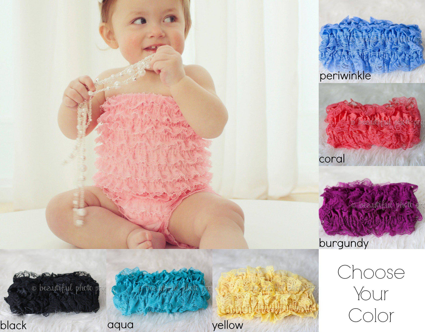 Solid Lace Petti Rompers - You Choose Color - Beautiful Photo Props