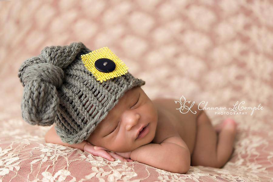 Gray Knit Newborn Pixie Slouch Hat - Beautiful Photo Props
