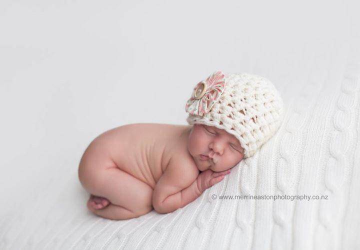 Vintage YoYo Flower Beanie Hat - Beautiful Photo Props