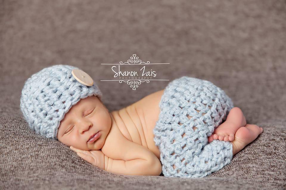 Newborn Basket Weave Hat Pants Set Glacier Blue - Beautiful Photo Props