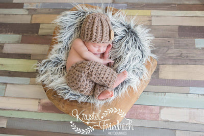 Heather Brown Newborn Pants and Hat Set - Beautiful Photo Props