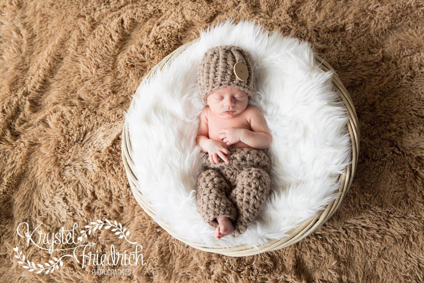 Heather Brown Newborn Pants and Hat Set - Beautiful Photo Props