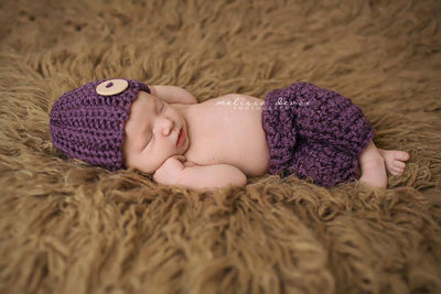 Plum Purple Newborn Pants and Hat Set - Beautiful Photo Props