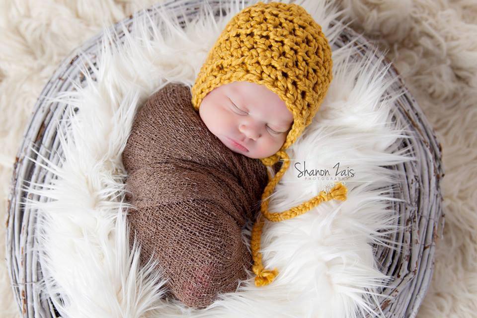 Mustard Yellow Cotton Bonnet Hat - Beautiful Photo Props