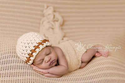 SET Newborn Cream Cotton Striped Hat Stretch Knit Wrap - Beautiful Photo Props