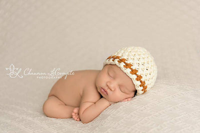 SET Newborn Cream Cotton Striped Hat Stretch Knit Wrap - Beautiful Photo Props