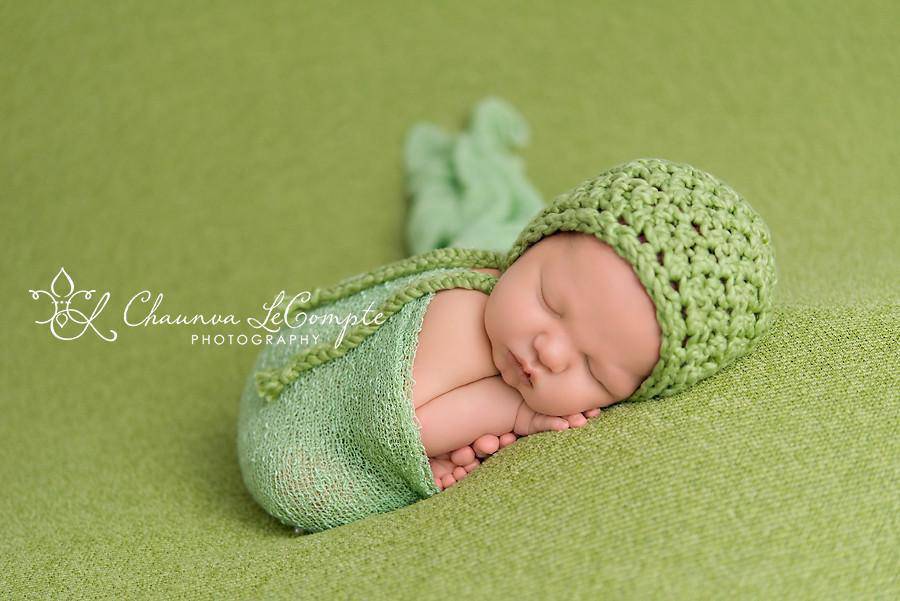 SET Pistachio Cotton Baby Bonnet Stretch Knit Wrap - Beautiful Photo Props