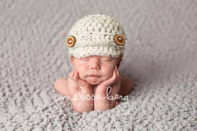 Oatmeal Tweed Newborn Newsboy Hat - Beautiful Photo Props