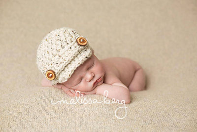 Oatmeal Tweed Newborn Newsboy Hat - Beautiful Photo Props