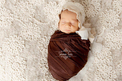 Ruffle Stretch Knit Wrap in Chocolate Brown - Beautiful Photo Props