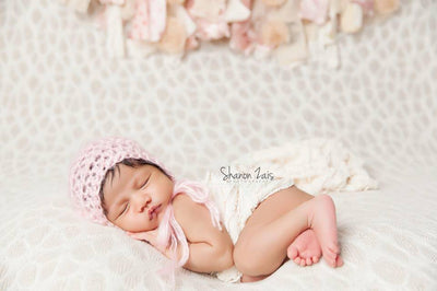 Mohair Baby Bonnet Hat Pink