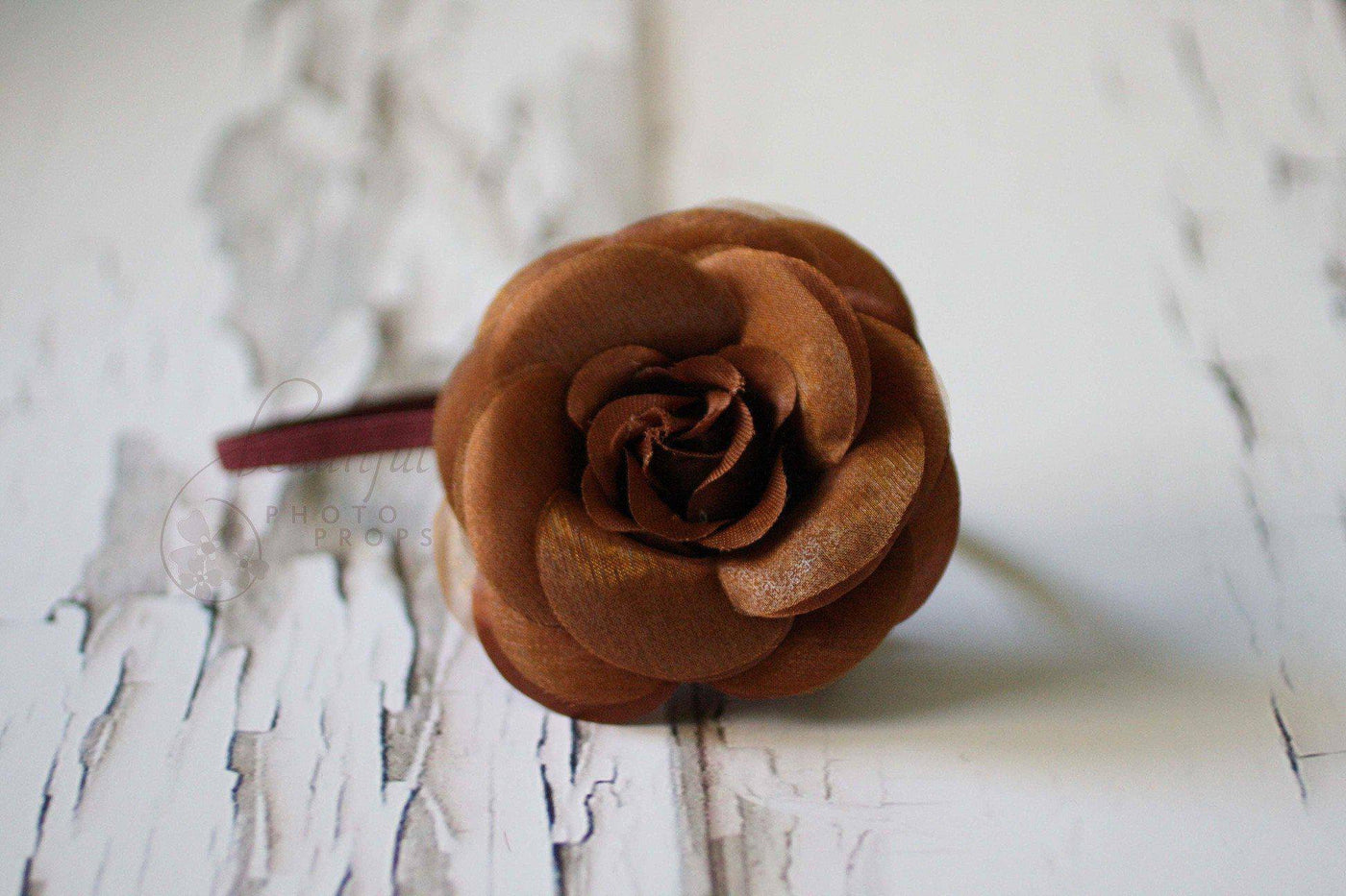 Large Brown Newborn Rose Flower Headband - Beautiful Photo Props