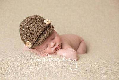 Barley Brown Newborn Newsboy Hat - Beautiful Photo Props