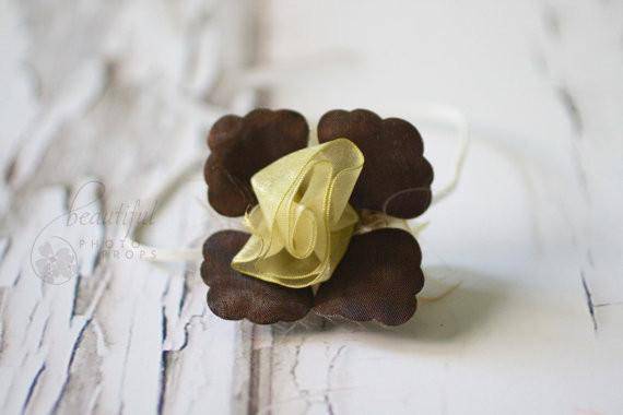 Brown Olive Fairy Flower Headband Newborn Photography - Beautiful Photo Props