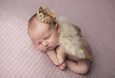 Glitter Tan Feather Angel Wings Newborn Baby Photography Prop - Beautiful Photo Props