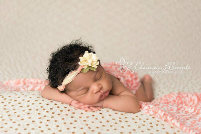 Peach and Cream Floral Stretch Lace Baby Wrap - Beautiful Photo Props