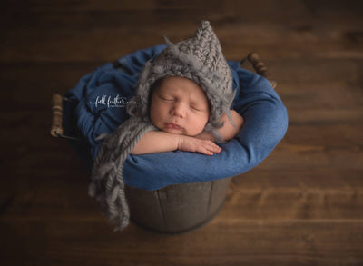 Newborn Fluffy Bonnet Hat in Gray - Beautiful Photo Props