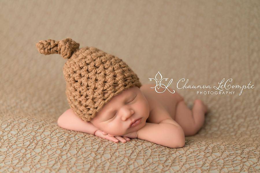 Camel Tan Newborn Knot Hat - Beautiful Photo Props