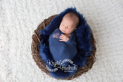 Navy Blue Mongolian Fur Nest Rug Newborn Baby Toddler - Beautiful Photo Props